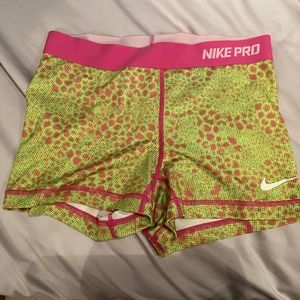 Green and Pink Nike Pro Spandex